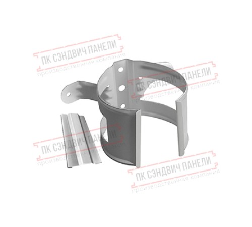 Хомут трубы металлический на дерево ПВХ белый