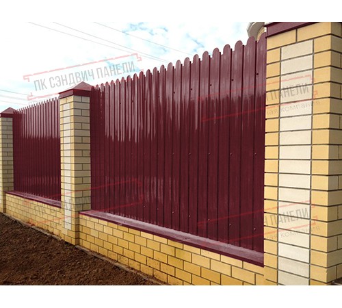 Профнастил фигурный С10 - 0,5 Окрас - А, Atlas с пленкой RAL 3005 красное вино.