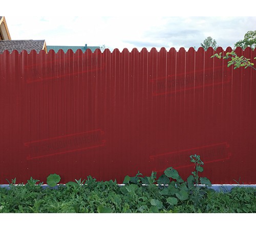 Профнастил фигурный С10 - 0,45 Окрас - Б, с пленкой RAL 3011 коричнево-красный.