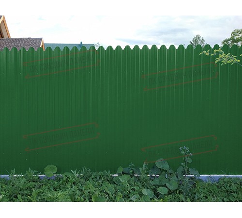 Профнастил фигурный С10 - 0,45 Окрас - Б, с пленкой RAL 6002 лиственно-зеленый.