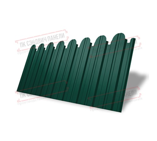Профнастил фигурный С10 - 0,45 Окрас - А, ПЭ- с пленкой RAL 6005 зеленый мох.