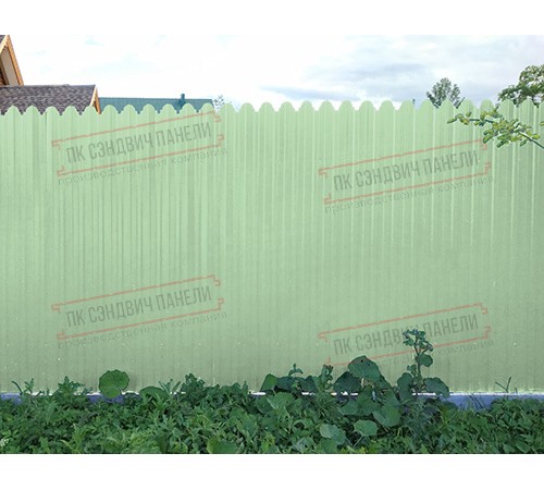 Профнастил фигурный С10 - 0,45 Окрас - Б, с пленкой RAL 6019.