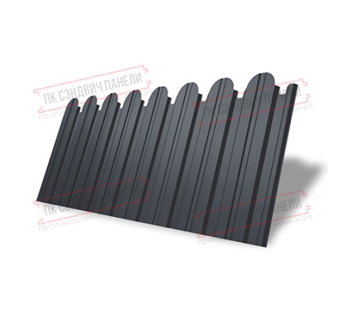 Профнастил фигурный С10 - 0,5 Окрас - А, Satin с пленкой RAL 7024 мокрый асфальт.