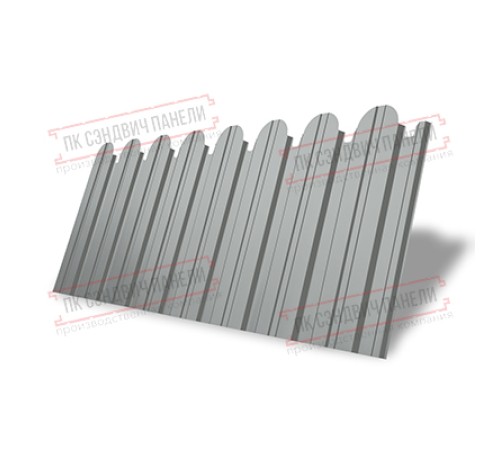 Профнастил фигурный С10 - 0,45 Окрас - Б, с пленкой RAL 9006 бело-алюминиевый.