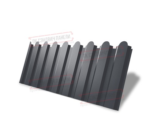 Профнастил фигурный С20 - 0,45 Окрас - А, ПЭ с пленкой RAL 7024 мокрый асфальт.