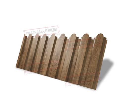 Профнастил фигурный С20 - 0,45 Окрас - Б, Print Elite с пленкой Antique Wood.