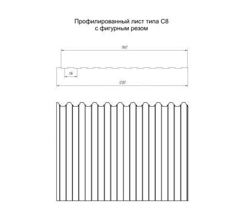 Профнастил фигурный C8 - 0,45 ПЭ-Двусторонний RAL 6005 зеленый мох.