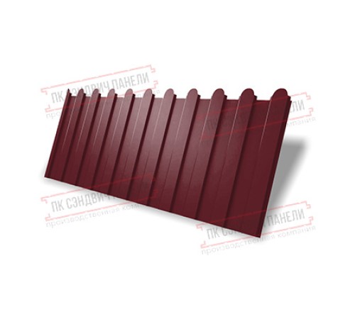 Профнастил фигурный C8 - 0,4 ПЭ в пленке RAL 3005 красное вино.