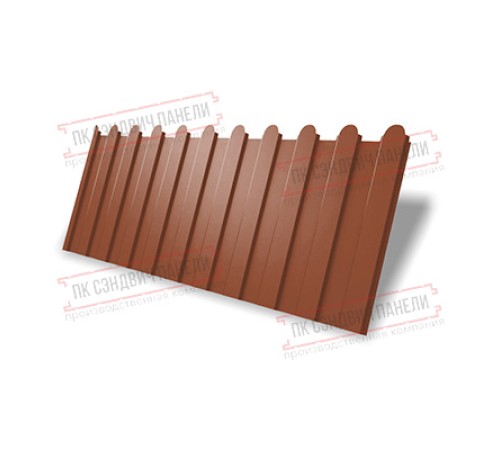 Профнастил фигурный C8 - 0,5 PurLite Matt RAL 8004 терракота.