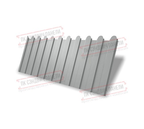 Профнастил фигурный C8 - 0,45 ПЭ с пленкой RAL 9006 бело-алюминиевый.