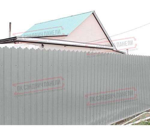 Профнастил фигурный C8 - 0,45 ПЭ с пленкой RAL 9006 бело-алюминиевый.