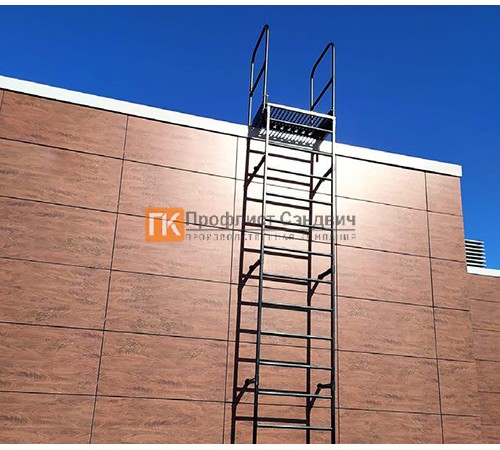 Вертикальная пожарная лестница П1-2 с площ. 800х800 Эконом L=23100мм