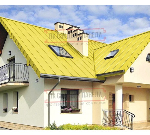 Фальц двойной стоячий 0,45 Полиэстер RAL1018 цинково-желтый с пленкой на замках