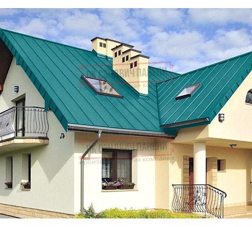 Фальц двойной стоячий 0,45 Полиэстер RAL5021 водная синь с пленкой на замках