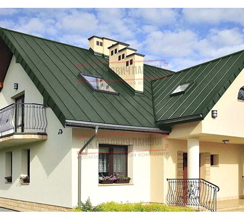 Фальц двойной стоячий 0,5 Velur RAL6020 хромовая зелень с пленкой на замках