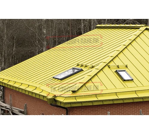 Кликфальц Pro 0,45 Полиэстер RAL1018 цинково-желтый с пленкой на замках