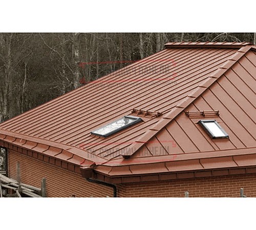 Кликфальц Pro 0,5 Velur RAL8004 терракота с пленкой на замках