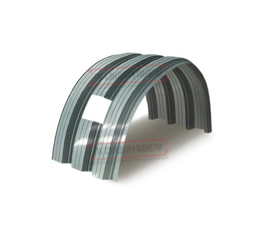 Продольно гнутый профнастил для укрытий конвейеров Н112ПГ-807, 0,7, нержавеющий