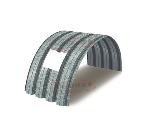 Продольно гнутый профнастил для укрытий конвейеров Н57ПГ-960, 0,9, оцинкованный