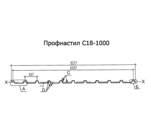 Продольно гнутый профнастил для укрытий конвейеров С18ПГ-1023, 0,5, оцинкованный