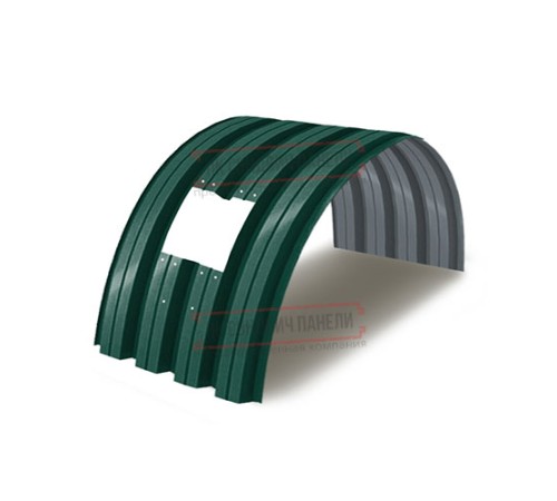 Продольно гнутый профнастил для укрытий конвейеров Н57ПГ-960, 0,8, в полимерном покрытии