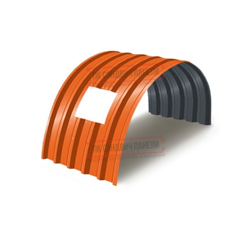 Продольно гнутый профнастил для укрытий конвейеров С44ПГ-1047, 0,6, в полимерном покрытии