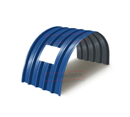 Продольно гнутый профнастил для укрытий конвейеров С44ПГ-1047, 0,8, в полимерном покрытии