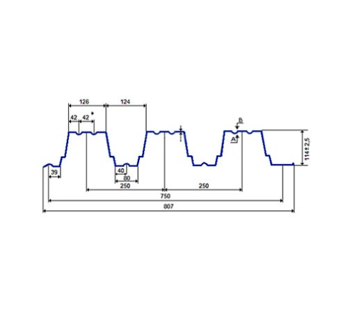 Продольно гнутый профнастил для укрытий конвейеров Н114ПГ-807, 0,5, нержавеющий