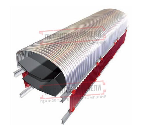 Продольно гнутый профнастил для укрытий конвейеров С15ПГ-1190, 1,0, нержавеющий