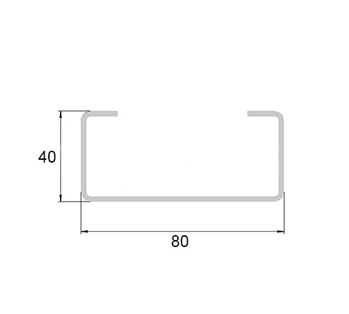 С-образный профиль перфорированный К110 80x40x2000-2,0 мм, из нержавеющей стали