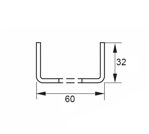 U-образный профиль перфорированный К240 60x32x3000-2,0 мм, горячеоцинкованный