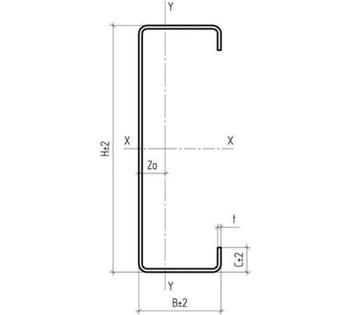 С-образный профиль 200x55x3000-3,5 мм, оцинкованный