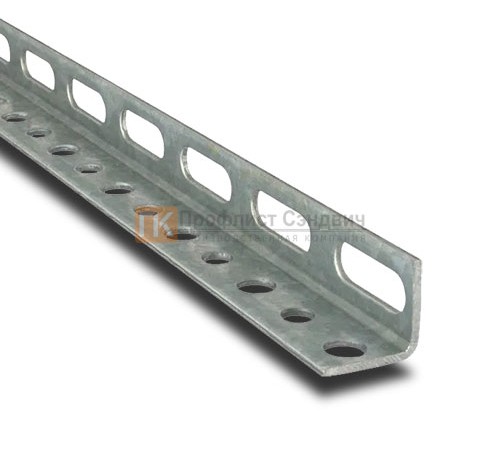 L-образный профиль перфорированный К242 60x40x2000-2,0 мм, оцинкованный