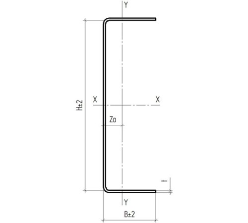 U-образный профиль 70x55x3000-0,7 мм, оцинкованный