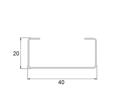 С-образный профиль перфорированный К108 40x20x2000-2,5 мм, горячеоцинкованный