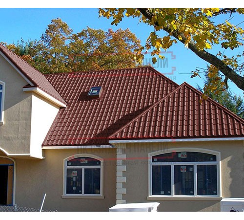 Металлочерепица Камея RAL3009 Полиэстер-0.45