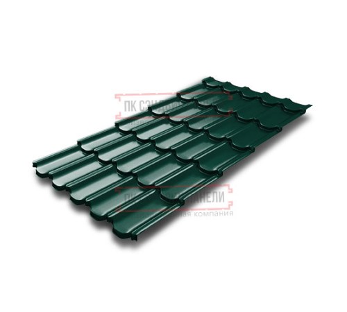 Металлочерепица Квинта плюс 3D RAL6005 Полиэстер-0,45