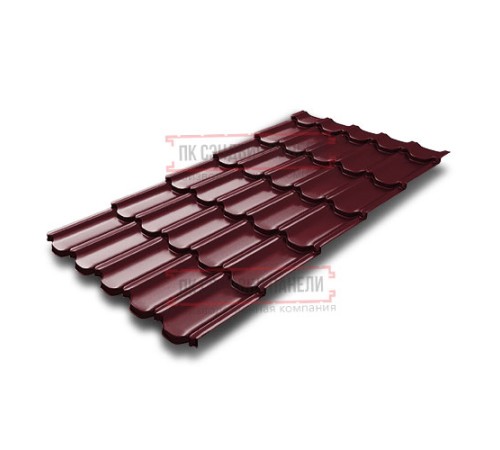 Металлочерепица Квинта плюс 3D RAL3005 Quarzit lite-0,5