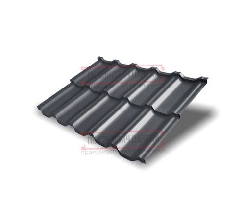 Металлочерепица модульная Квинта Uno 3D RAL7024 Quarzit lite-0,5