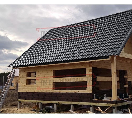 Металлочерепица модульная Квинта Uno 3D RAL7024 Quarzit lite-0,5