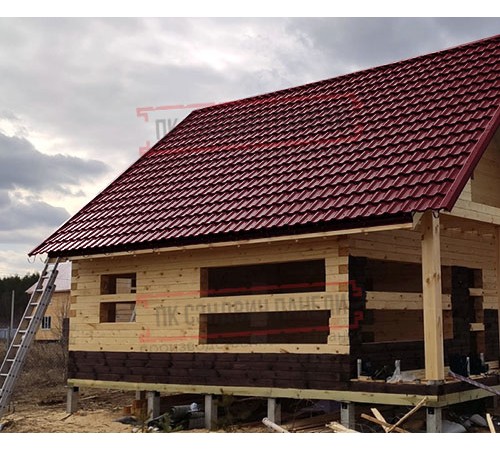 Металлочерепица модульная Квинта Uno 3D RAL3005 Velur-0,5