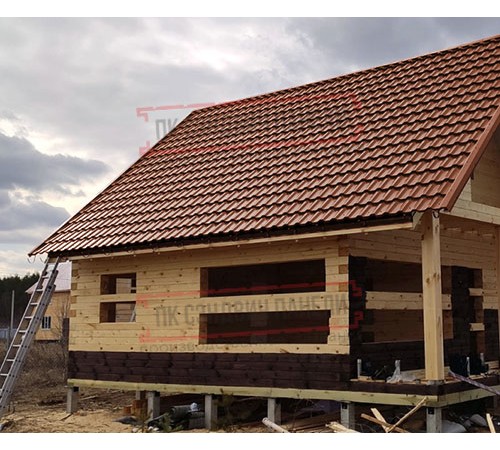 Металлочерепица модульная Квинта Uno 3D RAL8004 PurLite Мatt-0,5