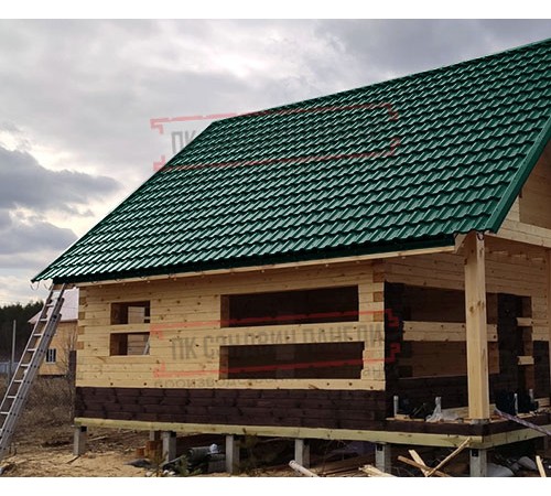 Металлочерепица модульная Квинта Uno 3D RAL6005 Velur-0,5