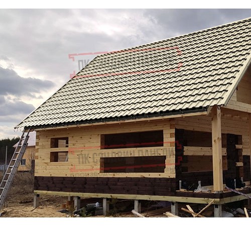 Металлочерепица модульная Квинта Uno 3D RAL1015 Полиэстер-0,45