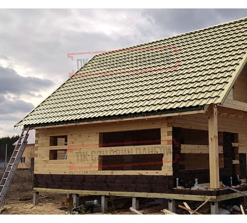 Металлочерепица модульная Квинта Uno 3D RAL1014 Полиэстер-0,45