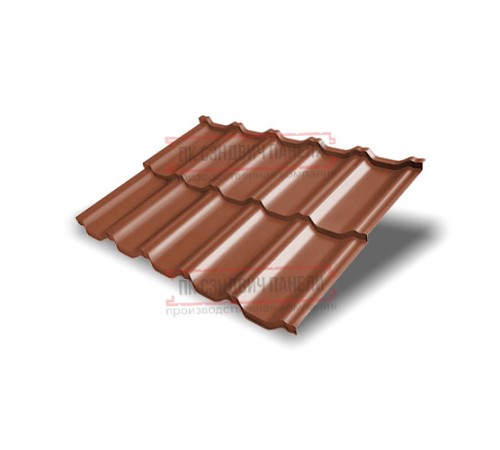 Металлочерепица модульная Квинта Uno 3D RAL8004 Atlas-0,5