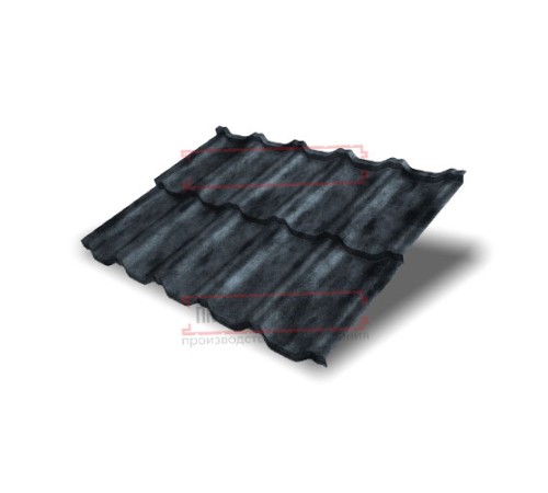 Металлочерепица модульная Квинта Uno 3D Grey Safari-0,45