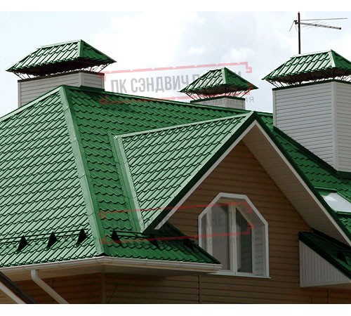 Металлочерепица Макси RAL6002 Полиэстер-0.5