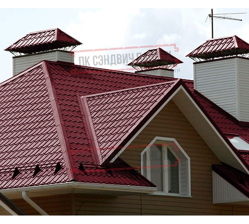 Металлочерепица Макси RAL3005 Полиэстер-0.4