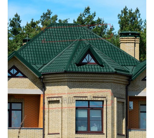 Металлочерепица Модерн RAL6005 Полиэстер-0,4